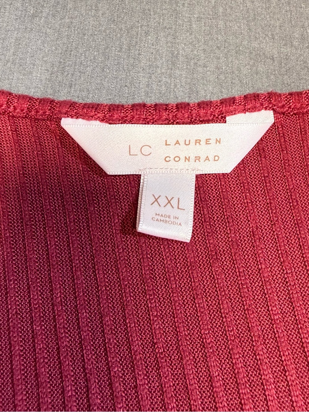 LC Lauren Conrad Raspberry Ribbed Scoop Neck Ruffle Tiered Top - Picture 2 of 6